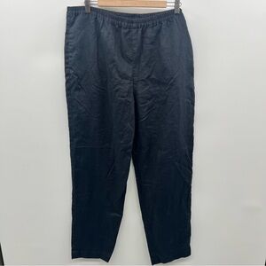 David Dart Vintage Black 100% Linen Pull On Elastic Waistband Pants